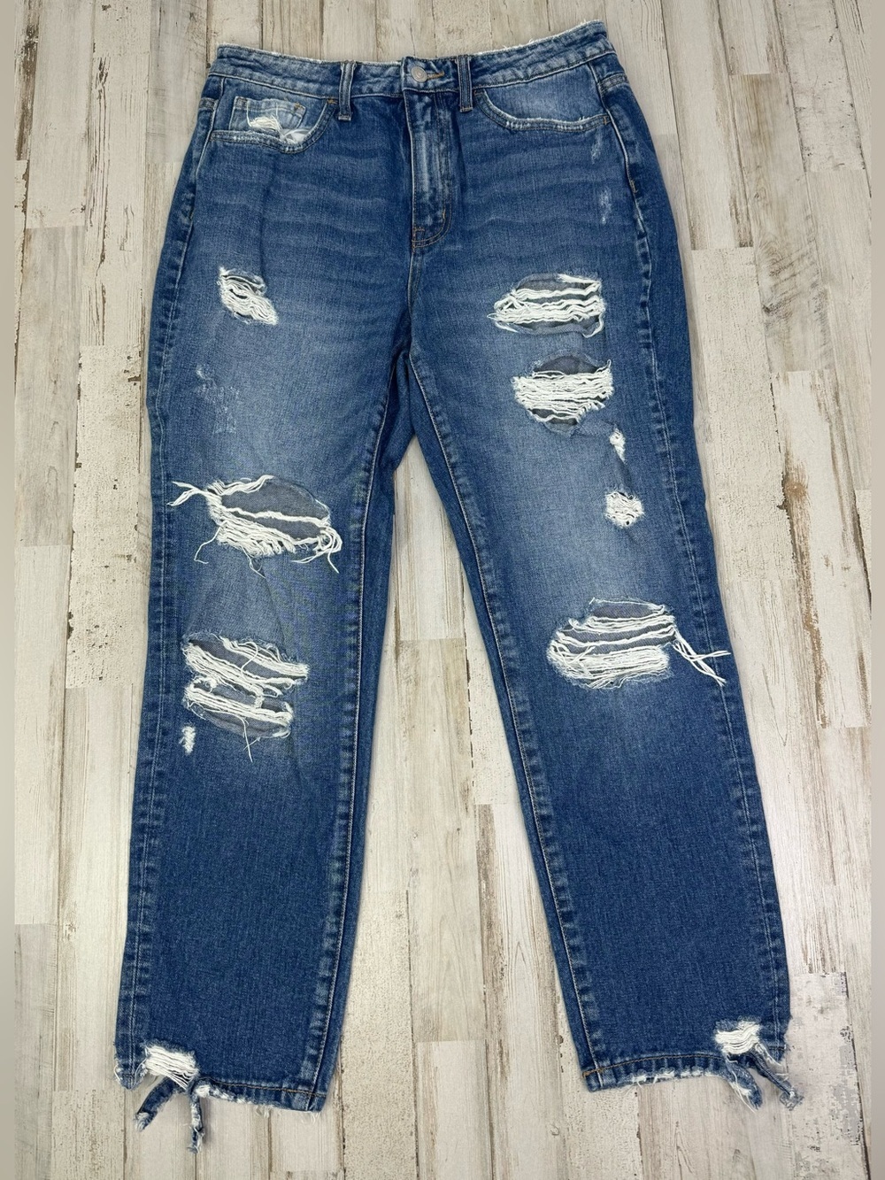 Flying Monkey Jeans Womens 30x27 Blue Medium Wash High Rise Distressed